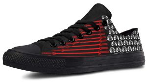 Barbell Pattern Black Low-Top Sneakers - Fitness & Weightlifting Print
