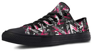 Pink Polygon Black Low-Top Sneakers - Modern Graphic Casual Shoes